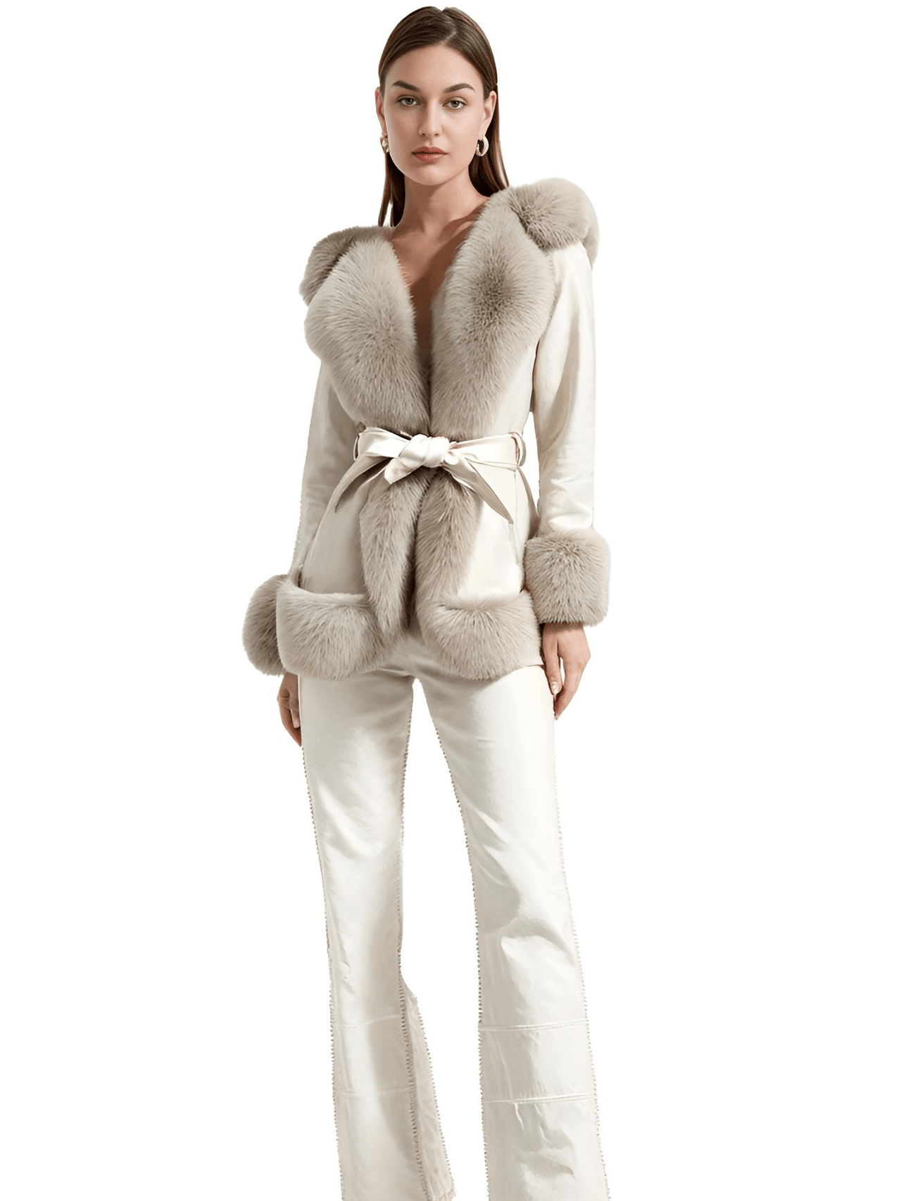 Hooded Fur Coats For Women With Belt and Fur Lining Inside -, Coats , Drestiny , Australia, Beige, Black, Brown, Camel, Canada, Coats, Jackets, L, M, New Zealand, S, United Kingdom, United States, XL, XXL, XXXL , Drestiny , www.shopdrestiny.com