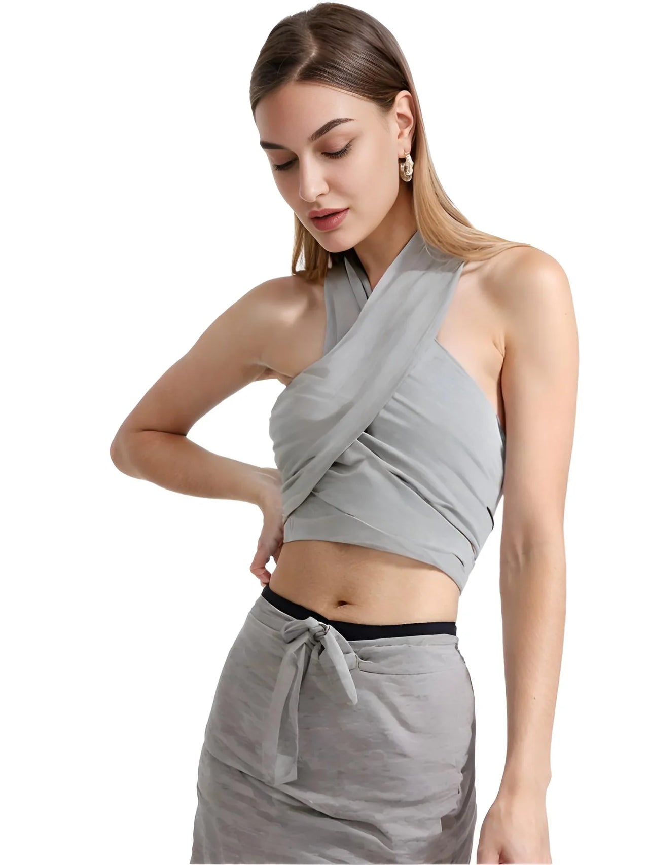 Khaki Suits Women Sleeveless Halter Sexy Crop Tops Women's Streetwear Fashion Set High Waist Wide Leg Pants + Halter Top, Drestiny, Sets, Pant Sets, Casual Pants, Casual Shirts, Sleeveless, Crop Tops, XS, S, M, L, White, Grey, Orange, Khaki, United States, Canada, Australia, New Zealand, United Kingdom, women's streetwear sets, ladies streetwear outfits, street style sets for women, trendy streetwear women, matching streetwear sets women, co-ord streetwear women, urban fashion sets female, shopdrestiny.com