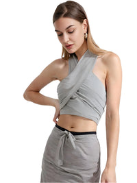 Thumbnail for Khaki Suits Women Sleeveless Halter Sexy Crop Tops Women's Streetwear Fashion Set High Waist Wide Leg Pants + Halter Top, Drestiny, Sets, Pant Sets, Casual Pants, Casual Shirts, Sleeveless, Crop Tops, XS, S, M, L, White, Grey, Orange, Khaki, United States, Canada, Australia, New Zealand, United Kingdom, women's streetwear sets, ladies streetwear outfits, street style sets for women, trendy streetwear women, matching streetwear sets women, co-ord streetwear women, urban fashion sets female, shopdrestiny.com