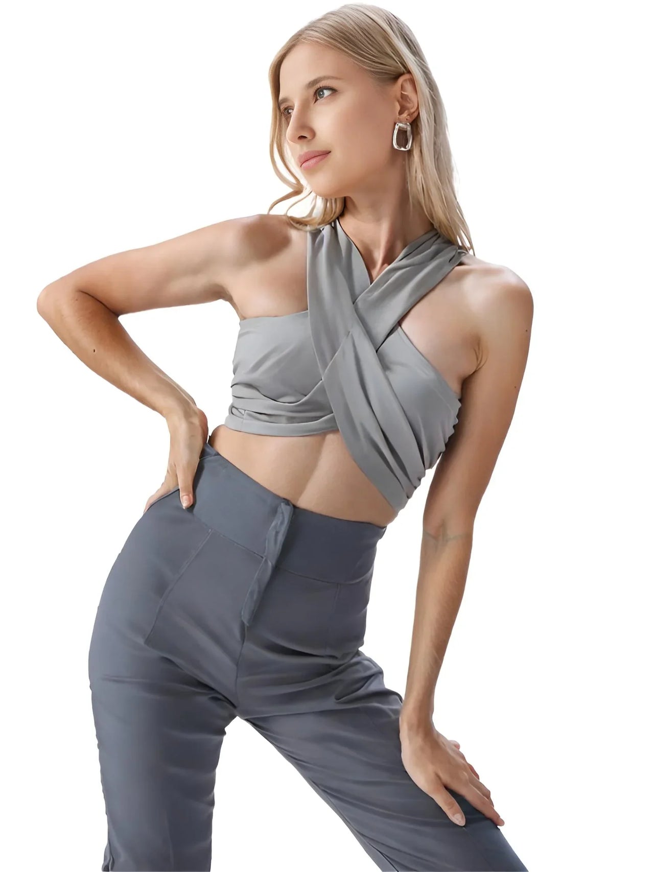 Khaki Suits Women Sleeveless Halter Sexy Crop Tops Women's Streetwear Fashion Set High Waist Wide Leg Pants + Halter Top, Drestiny, Sets, Pant Sets, Casual Pants, Casual Shirts, Sleeveless, Crop Tops, XS, S, M, L, White, Grey, Orange, Khaki, United States, Canada, Australia, New Zealand, United Kingdom, women's streetwear sets, ladies streetwear outfits, street style sets for women, trendy streetwear women, matching streetwear sets women, co-ord streetwear women, urban fashion sets female, shopdrestiny.com