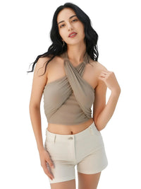 Thumbnail for Khaki Suits Women Sleeveless Halter Sexy Crop Tops Women's Streetwear Fashion Set High Waist Wide Leg Pants + Halter Top, Drestiny, Sets, Pant Sets, Casual Pants, Casual Shirts, Sleeveless, Crop Tops, XS, S, M, L, White, Grey, Orange, Khaki, United States, Canada, Australia, New Zealand, United Kingdom, women's streetwear sets, ladies streetwear outfits, street style sets for women, trendy streetwear women, matching streetwear sets women, co-ord streetwear women, urban fashion sets female, shopdrestiny.com