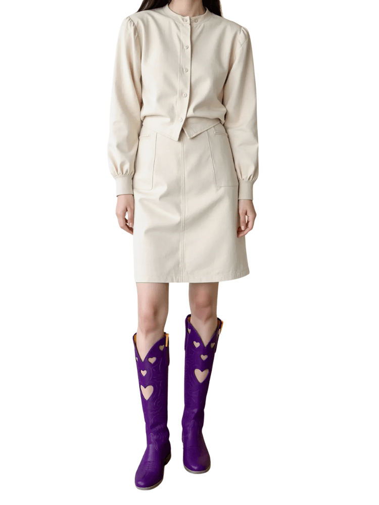 Knee High Heart Shape Cowboy Boots For Women - In 8 Colors! -, Boots , Drestiny , 10, 10.5, 7.5, 8.5, 9, 9.5, Australia, Beige, Black, Boots, Brown, FR, Pink, Purple, Red, Teal, United Kingdom, United States, White, Yellow , Drestiny , www.shopdrestiny.com