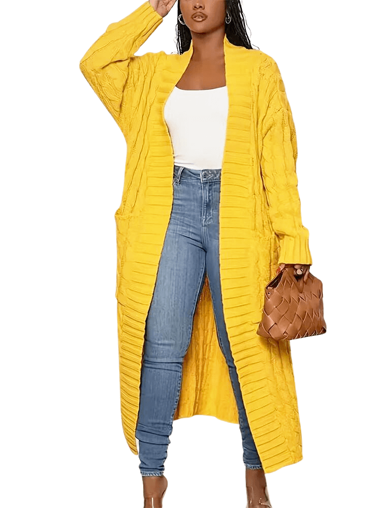 Yellow Knit Cardigan With Pockets