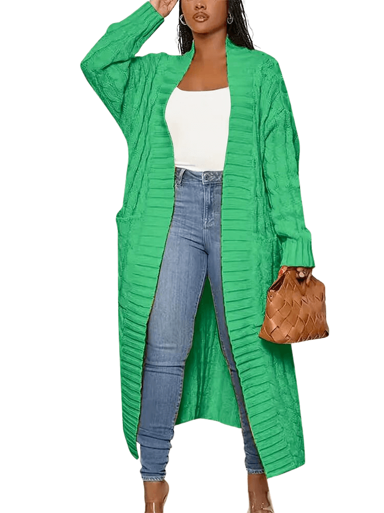 Green Knit Cardigan With Pockets