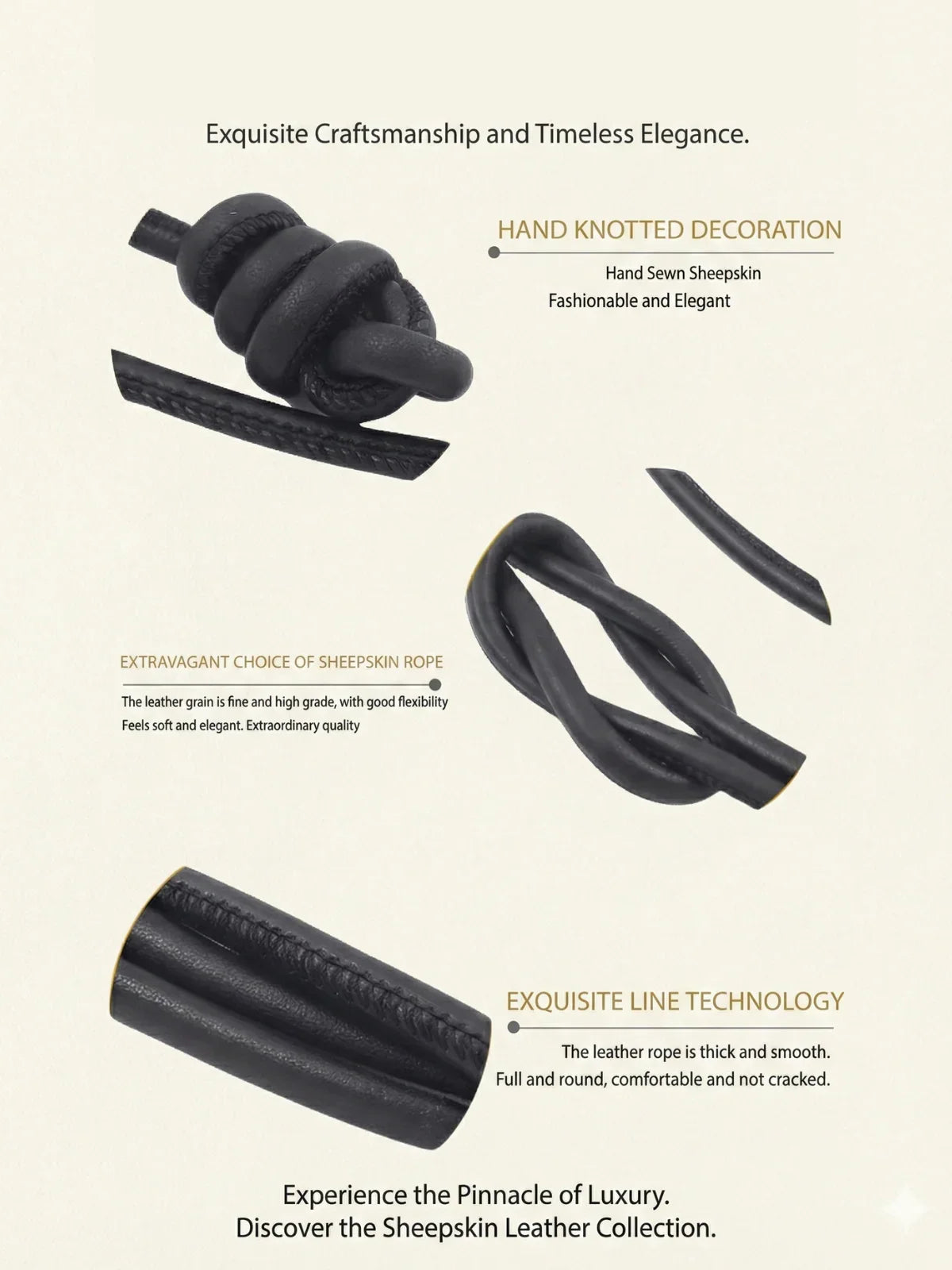 Knot Waist Rope Genuine Sheepskin Women's Leather Rope Belt