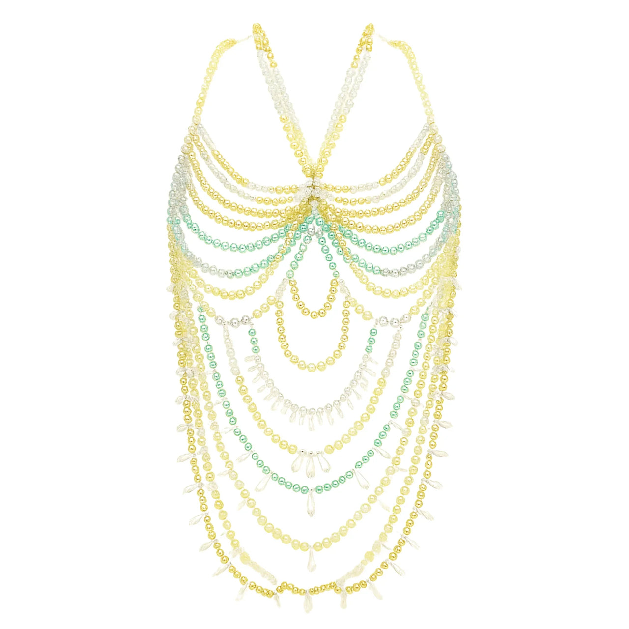 Ladies Beaded Jewelry Top Hollow Out Top Body Jewelry Exaggerated Pearl Neck Bustier Fashion Bra Women Club Rave