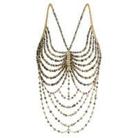 Thumbnail for Ladies Beaded Jewelry Top Hollow Out Top Body Jewelry Exaggerated Pearl Neck Bustier Fashion Bra Women Club Rave