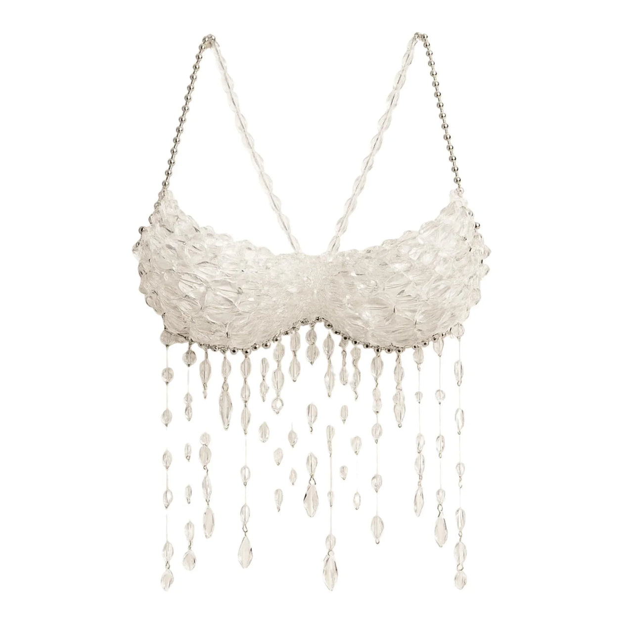 Ladies Beaded Jewelry Top Hollow Out Top Body Jewelry Exaggerated Pearl Neck Bustier Fashion Bra Women Club Rave