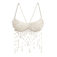 Thumbnail for Ladies Beaded Jewelry Top Hollow Out Top Body Jewelry Exaggerated Pearl Neck Bustier Fashion Bra Women Club Rave