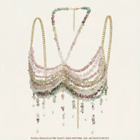 Thumbnail for Ladies Beaded Jewelry Top Hollow Out Top Body Jewelry Exaggerated Pearl Neck Bustier Fashion Bra Women Club Rave