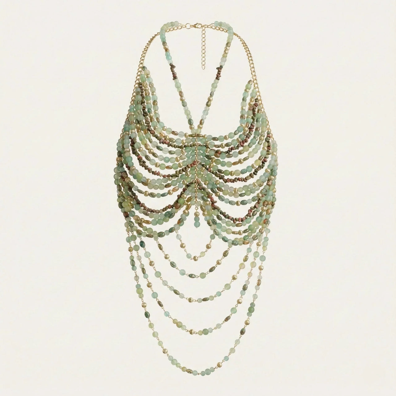 Ladies Beaded Jewelry Top Hollow Out Top Body Jewelry Exaggerated Pearl Neck Bustier Fashion Bra Women Club Rave