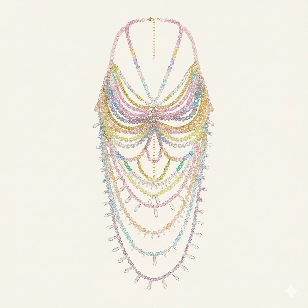 Ladies Beaded Jewelry Top Hollow Out Top Body Jewelry Exaggerated Pearl Neck Bustier Fashion Bra Women Club Rave