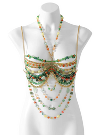 Thumbnail for Ladies Beaded Jewelry Top Hollow Out Top Body Jewelry Exaggerated Pearl Neck Bustier Fashion Bra Women Club Rave