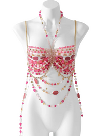 Thumbnail for Ladies Beaded Jewelry Top Hollow Out Top Body Jewelry Exaggerated Pearl Neck Bustier Fashion Bra Women Club Rave