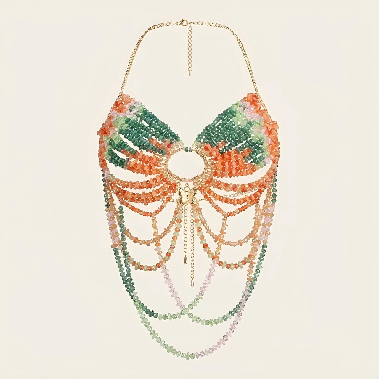 Ladies Beaded Jewelry Top Hollow Out Top Body Jewelry Exaggerated Pearl Neck Bustier Fashion Bra Women Club Rave