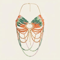 Thumbnail for Ladies Beaded Jewelry Top Hollow Out Top Body Jewelry Exaggerated Pearl Neck Bustier Fashion Bra Women Club Rave