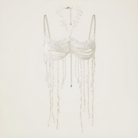 Thumbnail for Ladies Beaded Jewelry Top Hollow Out Top Body Jewelry Exaggerated Pearl Neck Bustier Fashion Bra Women Club Rave