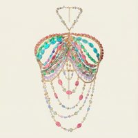 Thumbnail for Ladies Beaded Jewelry Top Hollow Out Top Body Jewelry Exaggerated Pearl Neck Bustier Fashion Bra Women Club Rave