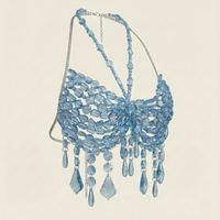 Thumbnail for Ladies Beaded Jewelry Top Hollow Out Top Body Jewelry Exaggerated Pearl Neck Bustier Fashion Bra Women Club Rave