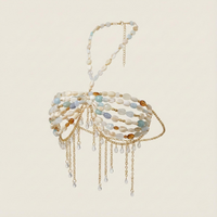 Thumbnail for Ladies Beaded Jewelry Top Hollow Out Top Body Jewelry Exaggerated Pearl Neck Bustier Fashion Bra Women Club Rave