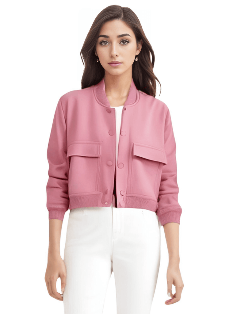 Elevate your wardrobe with the trendy Large Pocket Pink Bomber Jacket for women. Shop Drestiny today to enjoy free shipping and tax covered by us! Save up to 50% off!