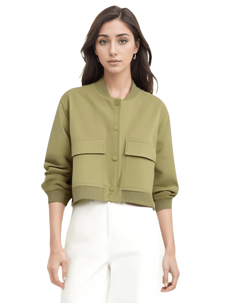 Elevate your wardrobe with the trendy Large Pocket Green Bomber Jacket for women. Shop Drestiny today to enjoy free shipping and tax covered by us! Save up to 50% off!