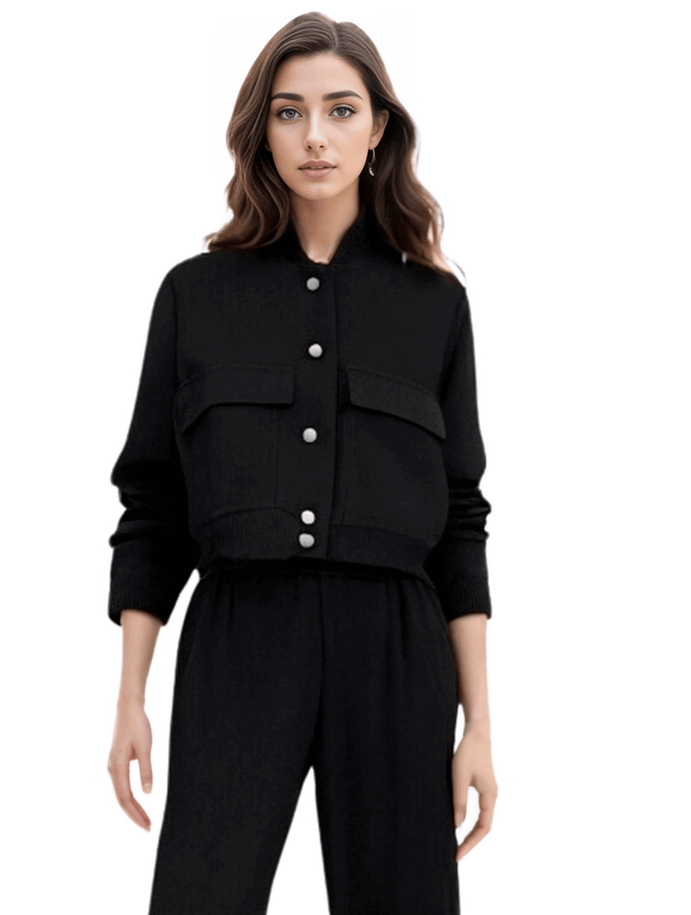 Elevate your wardrobe with the trendy Large Pocket Black Bomber Jacket for women. Shop Drestiny today to enjoy free shipping and tax covered by us! Save up to 50% off!
