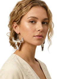 Thumbnail for Large Texas Longhorn Leather Earrings For Women