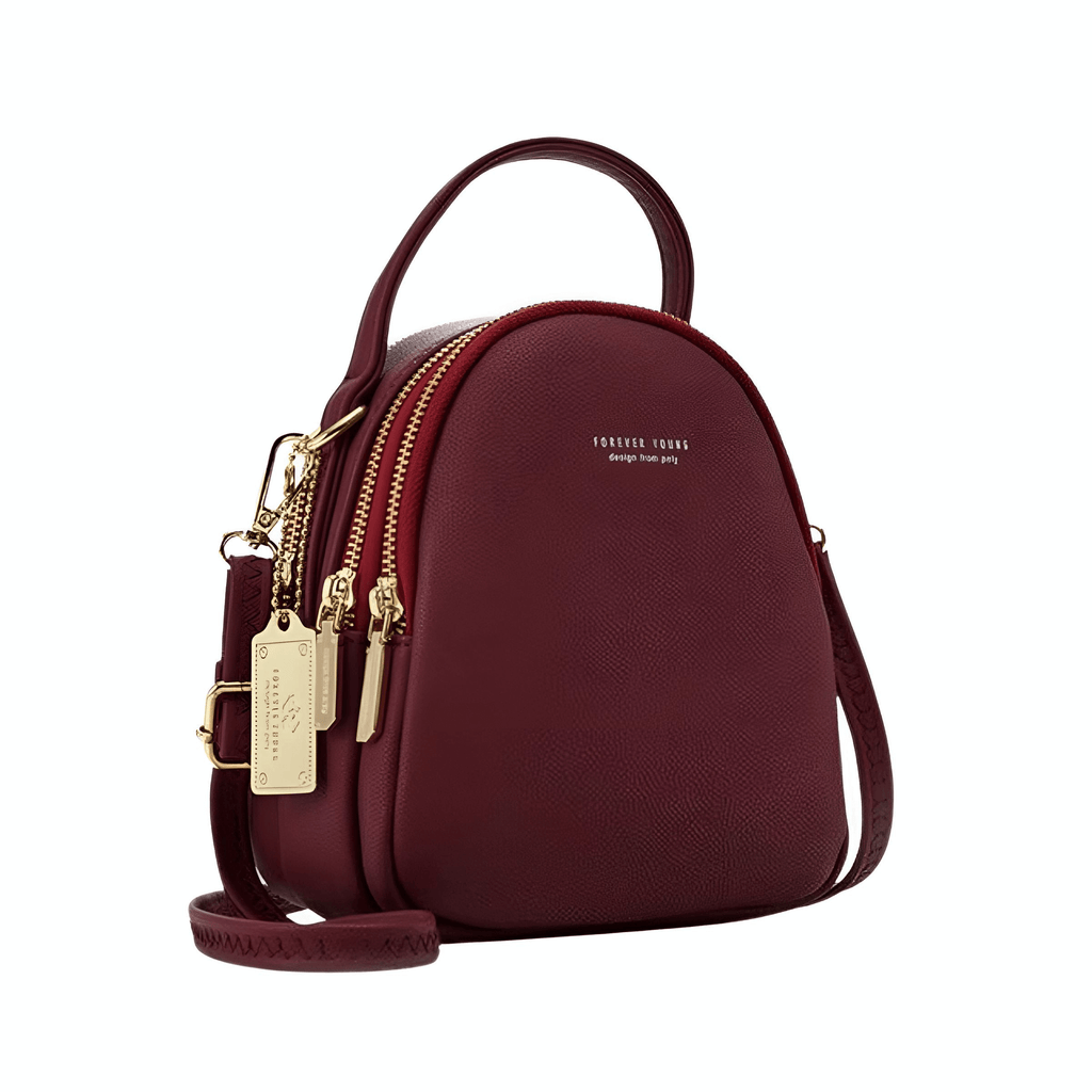 Get a chic dark red leather mini backpack with gold details at Drestiny. Enjoy free shipping and tax covered. Save up to 50%!