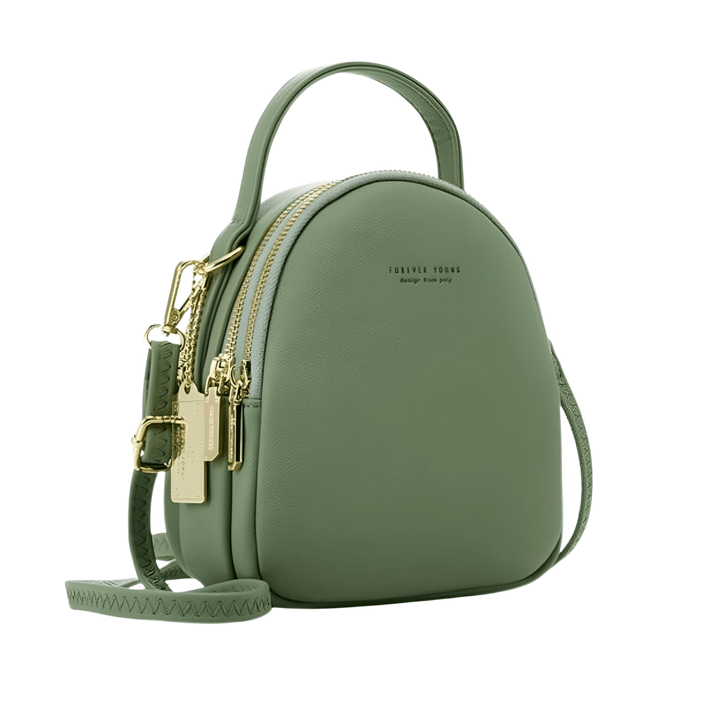 Get a chic green leather mini backpack with gold details at Drestiny. Enjoy free shipping and tax covered. Save up to 50%!