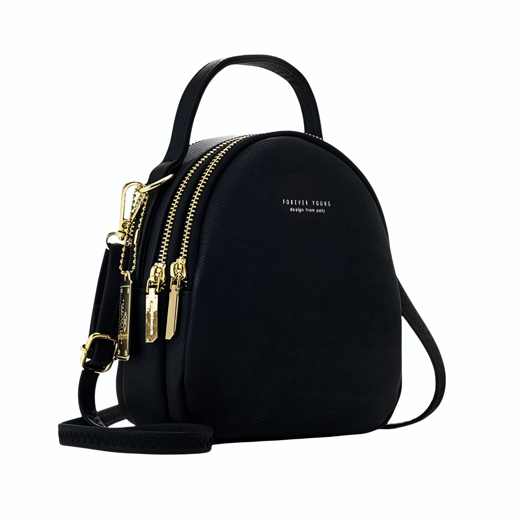 Get a chic black leather mini backpack with gold details at Drestiny. Enjoy free shipping and tax covered. Save up to 50%!