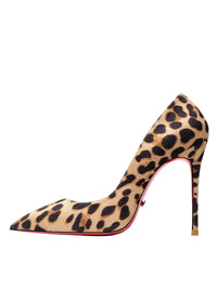 Thumbnail for Leopard print high-heeled shoe with a red sole on a white background