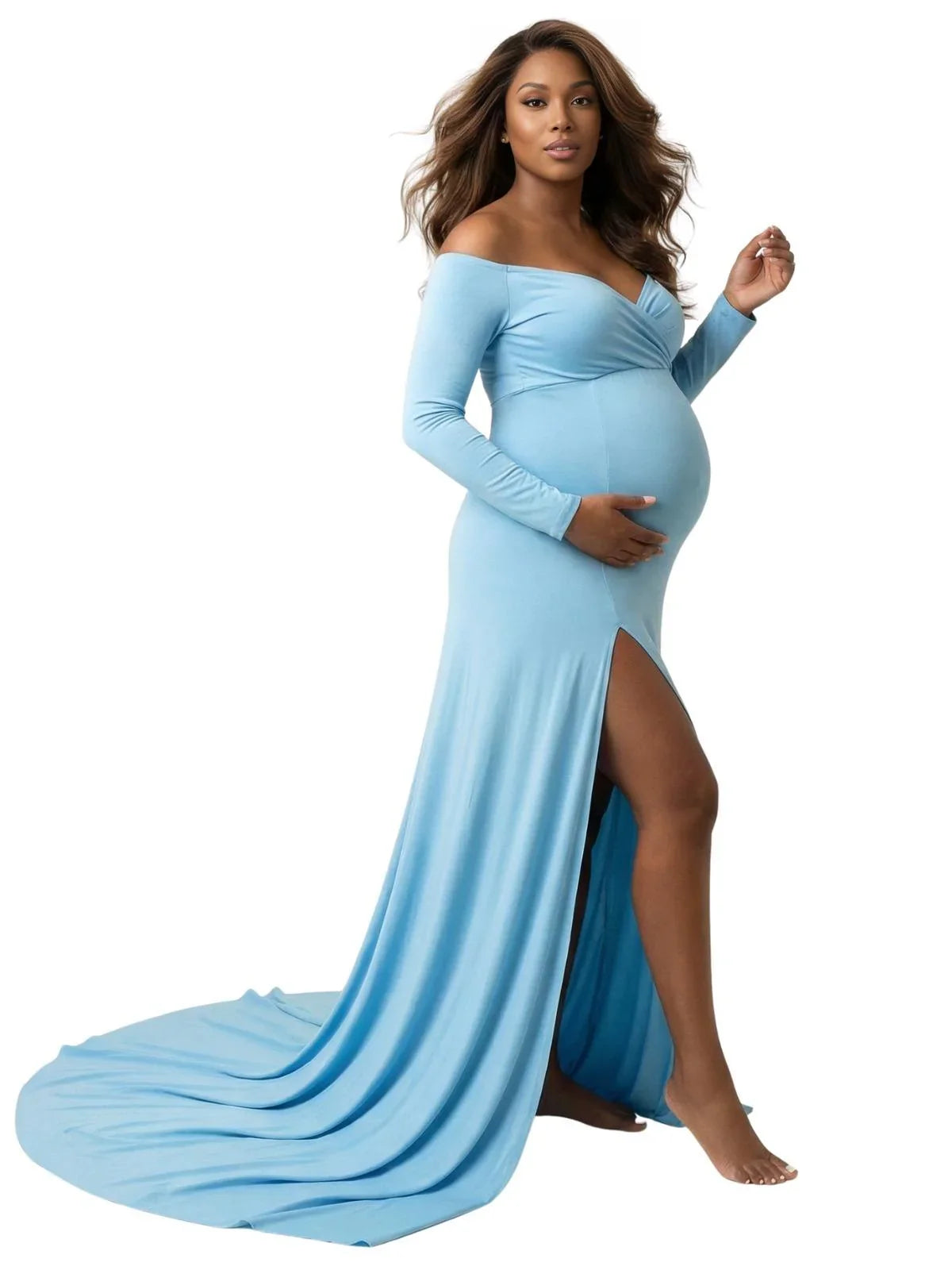 Off Shoulder Maternity Dress For Photo Shoots