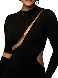 Thumbnail for Black dress with a see through design on a white background