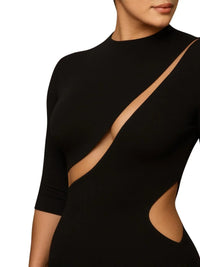 Thumbnail for Black dress with a see through design on a white background