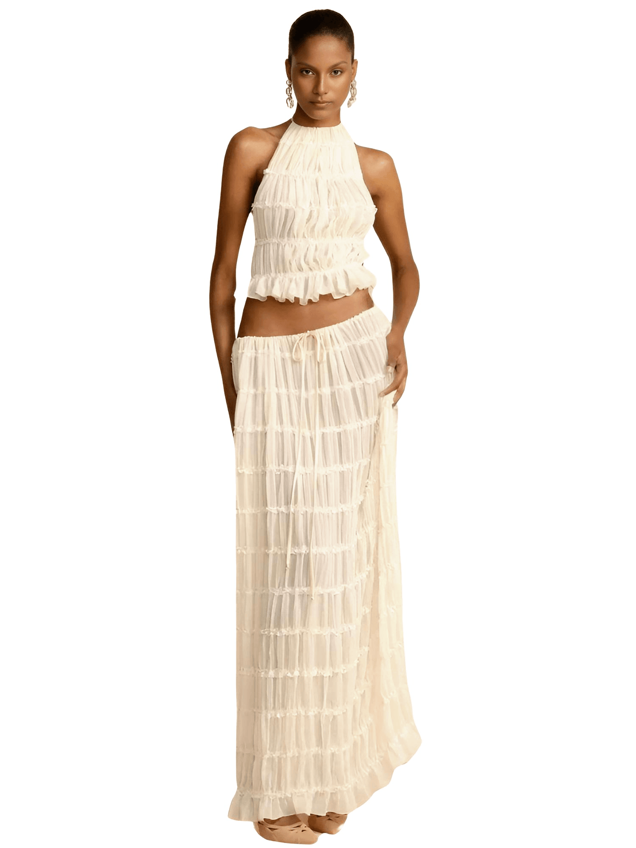 Long Skirt Set Women Backless - Backless Crop Top + Maxi Skirt 2-Piece Set -, Outfit Sets , Drestiny , Australia, Beige, Casual Shirts, Crop Tops, L, M, New Zealand, S, Sets, Skirt Sets, Skirts, Sleeveless, United Kingdom, United States , Drestiny , www.shopdrestiny.com