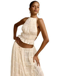 Thumbnail for Long Skirt Set Women Backless - Backless Crop Top + Maxi Skirt 2-Piece Set -, Outfit Sets , Drestiny , Australia, Beige, Casual Shirts, Crop Tops, L, M, New Zealand, S, Sets, Skirt Sets, Skirts, Sleeveless, United Kingdom, United States , Drestiny , www.shopdrestiny.com