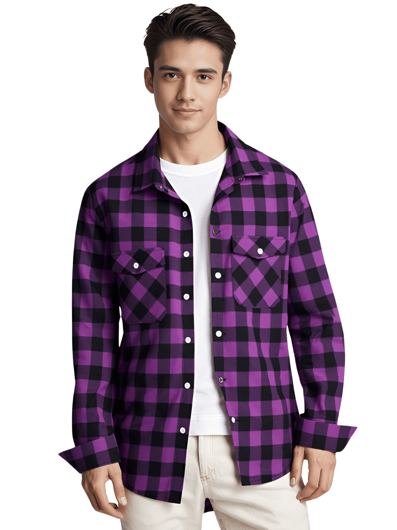 Men's Long Sleeve Plaid Checkered Shirt -, Flannel Shirt , Drestiny , Australia, Black, Blue, Canada, Casual Shirts, Green, L, Long Sleeves, M, New Zealand, Purple, Red, S, United Kingdom, United States, White, XL, XXL, XXXL, Yellow , Drestiny , www.shopdrestiny.com