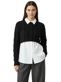 Thumbnail for Long Sleeve Top Women's Fashion Cropped Sweater Preppy Pullover Short Sweater