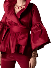 Thumbnail for Long Sleeve Women's Vintage Ruffles Blouse Office Lady Lapel Collar Elegant Shirt Woman Fashion -, Blouses , Drestiny , 10, 12, 14, 16, 4, 6, 8, Australia, Black, Blouses, Dress Shirts, FR, L, Long Sleeves, M, New Zealand, Red, S, United Kingdom, United States, XL, XXL, XXXL , Drestiny , www.shopdrestiny.com