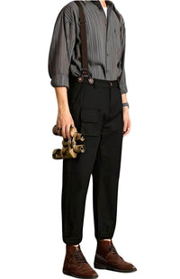 Thumbnail for Loose Straight Leg Pants For Men With Suspenders -, Pants , Drestiny , 29, 30, 31, 32, 33, 34, 36, 38, Australia, Black, Canada, Casual Pants, Dress Pants, Khaki, New Zealand, Overalls, United Kingdom, United States , Drestiny , www.shopdrestiny.com