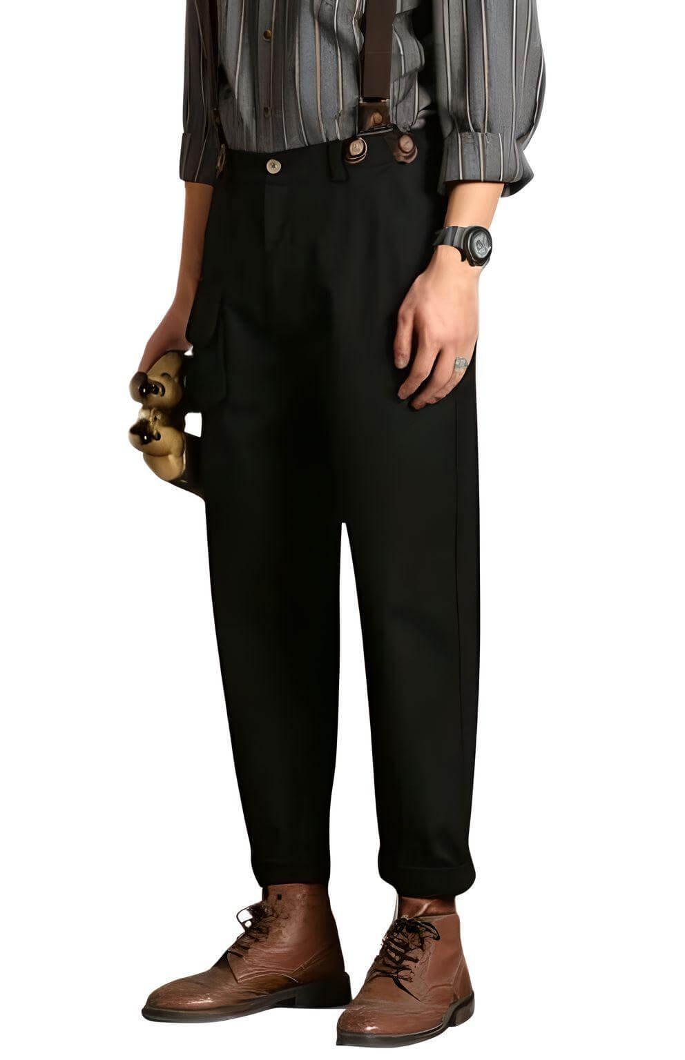 Loose Straight Leg Pants For Men With Suspenders -, Pants , Drestiny , 29, 30, 31, 32, 33, 34, 36, 38, Australia, Black, Canada, Casual Pants, Dress Pants, Khaki, New Zealand, Overalls, United Kingdom, United States , Drestiny , www.shopdrestiny.com