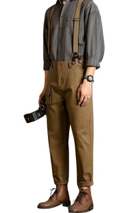 Thumbnail for Loose Straight Leg Pants For Men With Suspenders -, Pants , Drestiny , 29, 30, 31, 32, 33, 34, 36, 38, Australia, Black, Canada, Casual Pants, Dress Pants, Khaki, New Zealand, Overalls, United Kingdom, United States , Drestiny , www.shopdrestiny.com