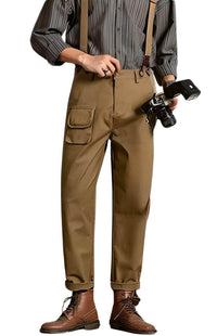 Thumbnail for Loose Straight Leg Pants For Men With Suspenders -, Pants , Drestiny , 29, 30, 31, 32, 33, 34, 36, 38, Australia, Black, Canada, Casual Pants, Dress Pants, Khaki, New Zealand, Overalls, United Kingdom, United States , Drestiny , www.shopdrestiny.com