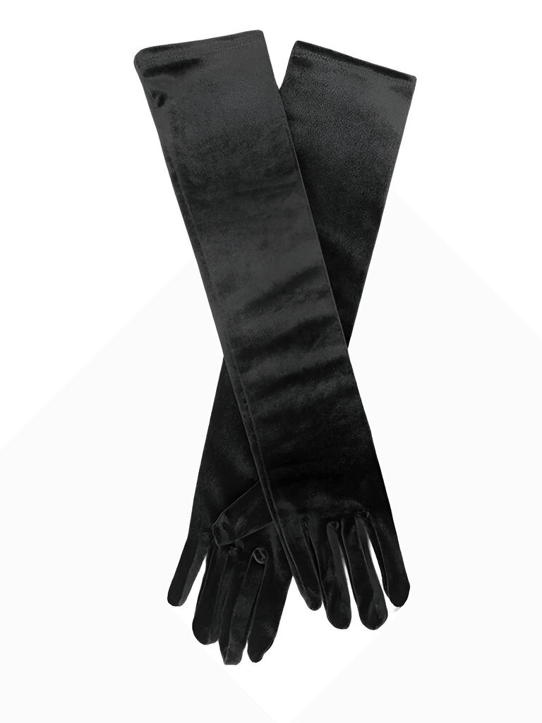 Long Black Velvet Dinner Dress Gloves For Women