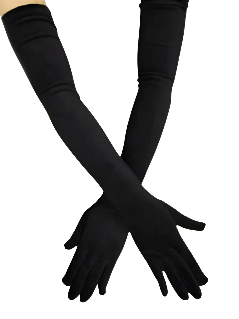 Long Velvet Dinner Dress Gloves For Women in Black