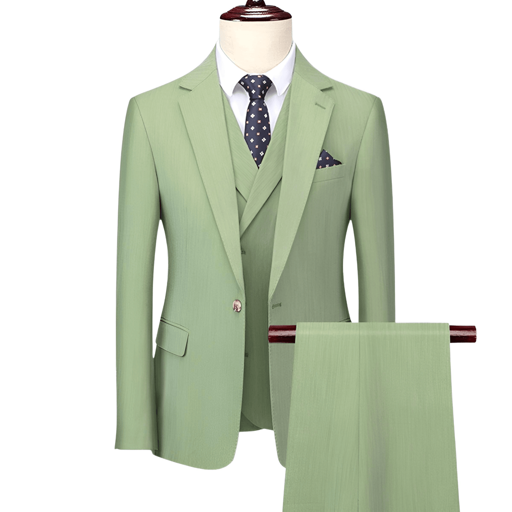 Luxurious Light Green Business Suit 3 Pieces ( Jacket + Vest + Pants )