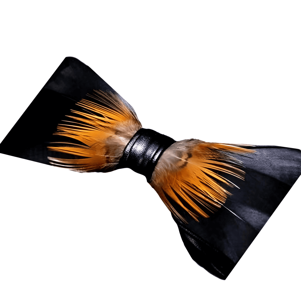 Luxury Black and Orange Peacock Feather Bow Ties