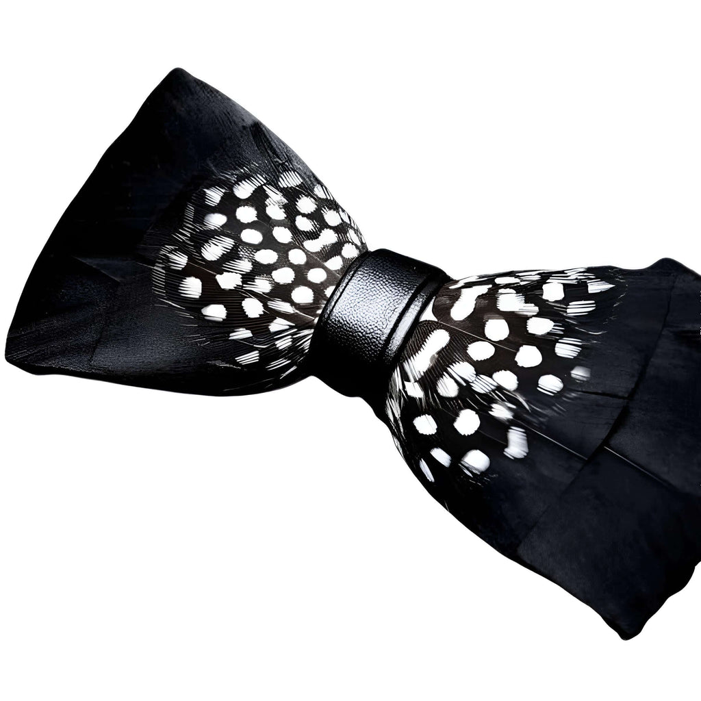 Luxury Black and White Peacock Feather Bow Ties