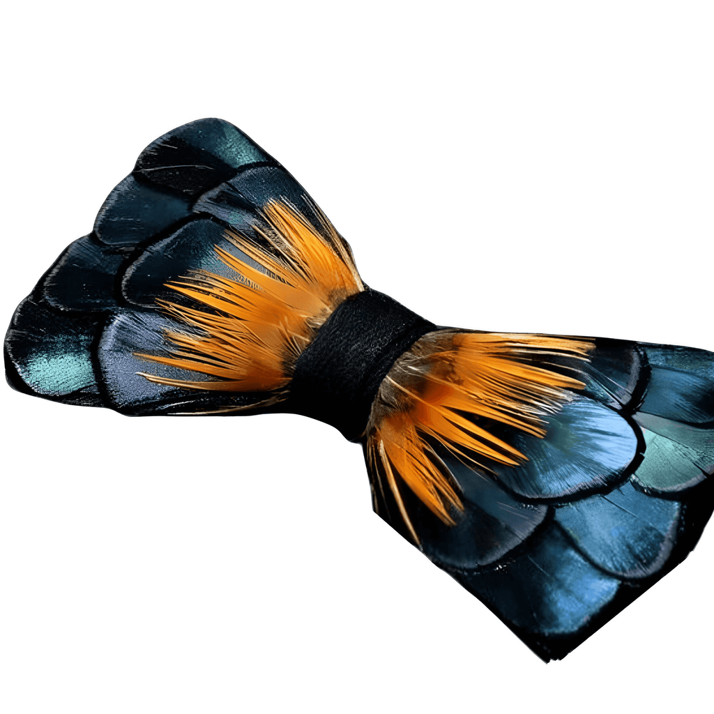 Luxury Blue and Orange Peacock Feather Bow Ties